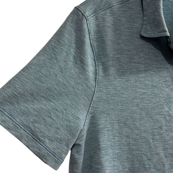 Lululemon Men's Blue Heathered Polo Shirt See Measurements Short Sleeve Casual - Picture 7 of 10